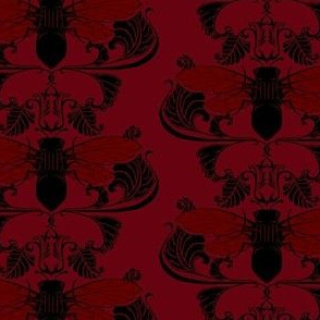 Wine-Red Cicada Damask