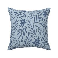 Ditsy winter flowers - Pale blue - Large scale