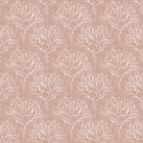 Textured Floral Line Art | Neutral Warm Desert Rose Muted Pink Beige | Small Scale