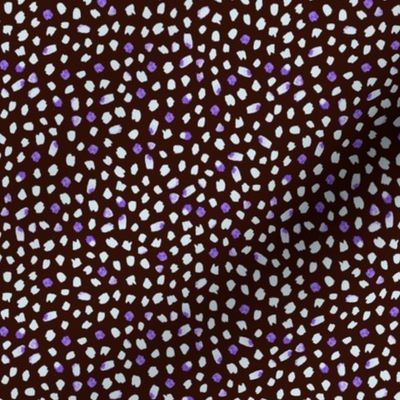 Medium Scale // Painted Dot Marks - Organic Dots in Off-White and Purple on Textured Dark Background