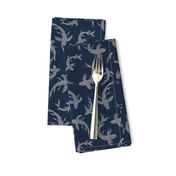 Japanese Koi Ponds on Navy Blue / Medium / Eva Matise