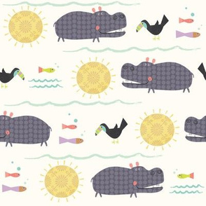 Whimsical Hippos