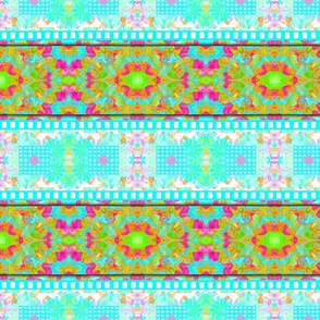 A Fancy Horizontal Stripe of Flowers, Grids, and Fractal Waves