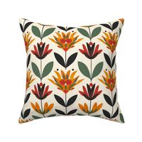 Bold Mid-Century Floral in Red and Orange