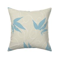 Floral Leaf, Ribbon Swirl, Blue on Stonehearth