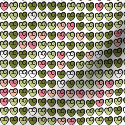 Watermelon Green and Pink Valentines Day Hearts Art