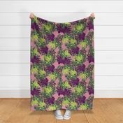 Green-Pink Banksia Leaves - Small Pattern