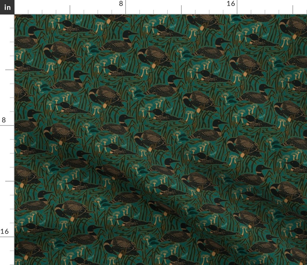 Loon birds teal green (XS very small)