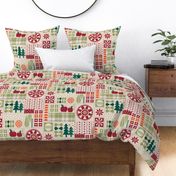 Winter Holiday Quilt - Red, Green, Olive Green, Cream Beige