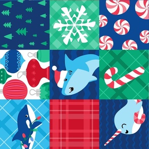 Christmas Under The Sea Kids Cheater Quilt Rotated