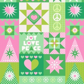Peace, Love & Joy Holiday Cheater Quilt - Medium