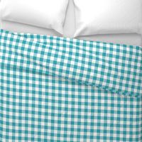 Turquoise and white buffalo plaid