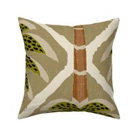 Palm Tree Diamond Pattern - Gold Cream Green - jumbo 2