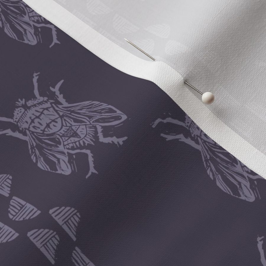 Bohemian block printed fly on the wall stripe in eggplant purple for a perfect picnic.