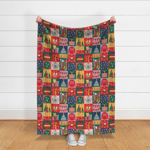 Winter Holiday Patchwork-Traditional Christmas - Large