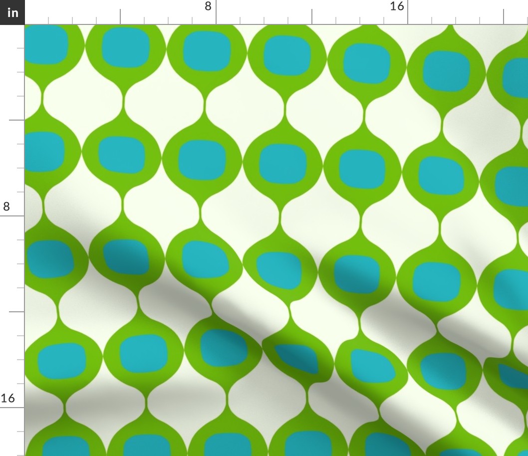 Bold Ogee Stripe-lime_turquoise, Medium Scale