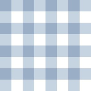 Cornflower Blue and White Gingham Plaid Stripes - Cottagecore - Gray Blue - Sky Blue - Soft Blue - Baby Boy - Tablecloth - Picnic Blanket - Checkered -Medium 1 inch stripe