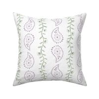 Pretty paisley - French Country Stripe - Soft lilac and green