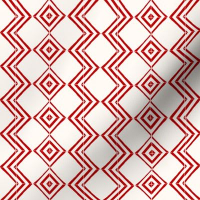 Whimsical Red on White Zigzag Cottagecore Quilt Blender Motif