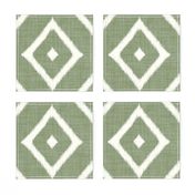 (medium) minimalist ikat handwoven linen textured green olive sage white