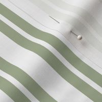 Classic Double Stripes Narrow Vertical Stripe Pattern in Sage Green and White