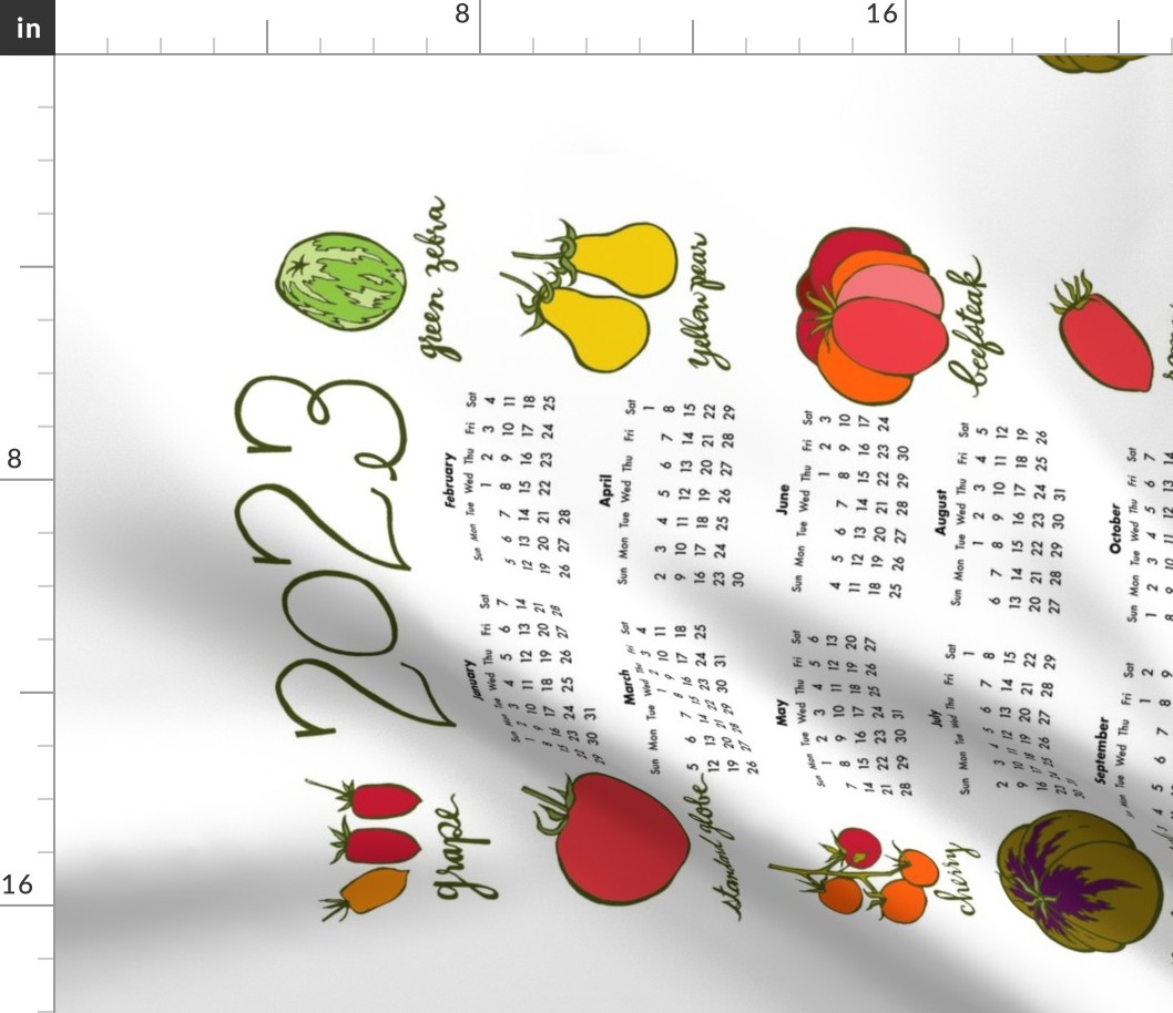 2023 tea towel calendar - tomato varieties 