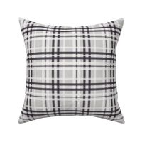 Plaid ir white light grey and black colors