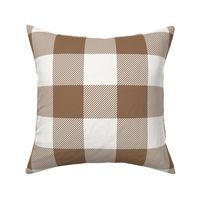 (M) Buffalo Check Plaid Ivory and Suede Brown Coordinate - Medium Scale