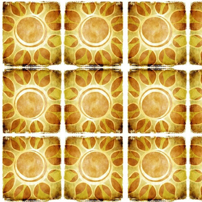 Multi - Layout of Golden Yellow Sun Flower Illustration - Batik Style