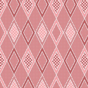  Preppy Wallpaper Pink Checked Diamonds; SM SCALE 2400, v03—checkerboard, checker, check, white, cotton candy, mauve, pink, prep, college, harlequin, feminine, women, girl, bedding, kitchen, blanket, gingham
