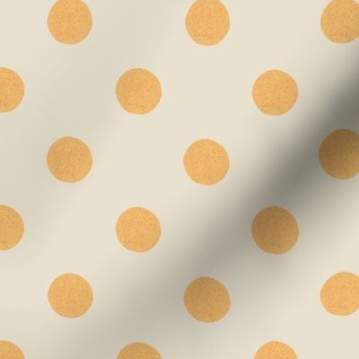 Medium Handpainted printed Polka Dots 3 inch repeat Dark Yellow On Cream