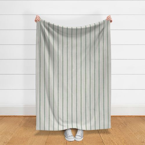 Small - grainy ticking stripes with linen texture - celadon & beige & sage