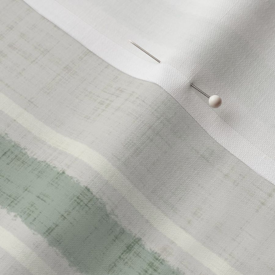 Small - grainy ticking stripes with linen texture - celadon & beige & sage