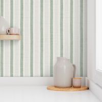 Small - grainy ticking stripes with linen texture - celadon & beige & sage