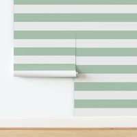 Horizontal even 2" stripes in Pale Green and Neutral Beige