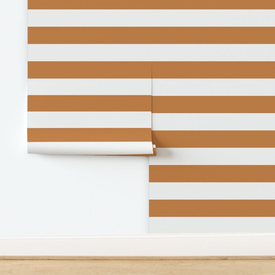 Horizontal even 2" stripes in bronze brown and beige