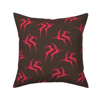 Large Scale Bounding Art Deco Style Deer In Dark Sepia And Red - 99