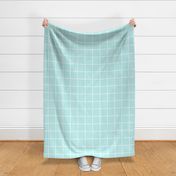 Grid Line 4 inches Light Aqua Sea Blue and White -  Window Panel Square Tiles - Basic Geometric