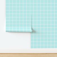 Grid Line 4 inches Light Aqua Sea Blue and White -  Window Panel Square Tiles - Basic Geometric