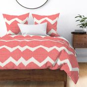 (large) horizontal zig zag ikat linen textured pink peach coral