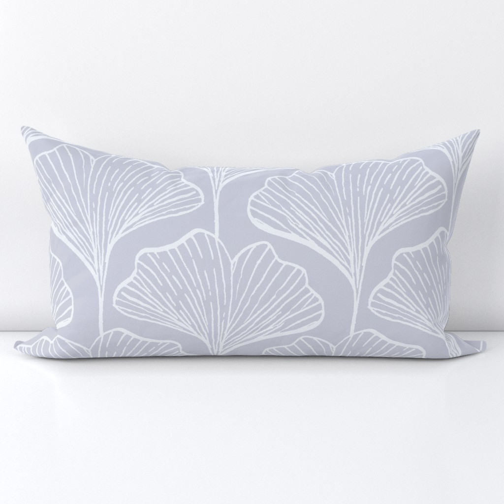 (XL) Gingko Leaves Scallop Pattern - cool grey (extra large jumbo scale)