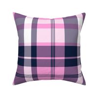 Preppy Surfer Girl Plaid Pink and Navy Blue -