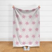 Cute forest floor rustic textured snowflakes in soft pink and white - Large Scale