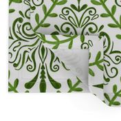 Green on white modern damask French  diamond shape quirky maximalist 2