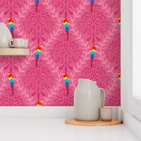 Parrot pink on pink modern damask French maximalist diamond outspoken 2