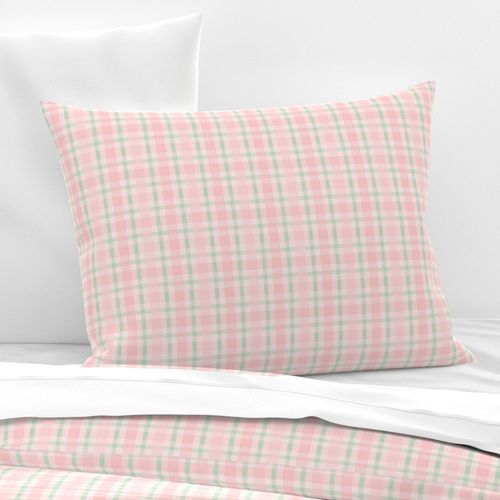 Maeve Plaid medium: Light Pink & Green Summer Plaid