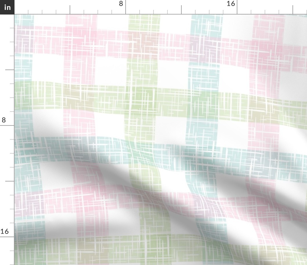 (M) Textured Preppy Gingham Pink Green Blue  