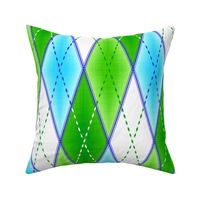 Wonky Argyle - Larger - Groovy Blue And Green