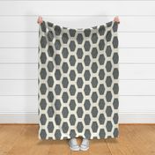 White and navy blue graphic modern midcentury geometric with crosshatch burlap woven texture