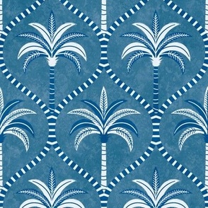 (M) palm trees Ogee - dark blue